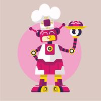 Cute Woman Robot Cook vector