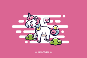 Vector de dibujos animados de unicornio