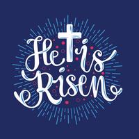 He is Risen Typographical background With Sunrise Background vector