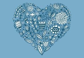 floral heart shape vector