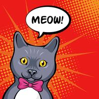 Ejemplo del retrato del arte pop del gato vector