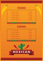 Mexican food menu template vector