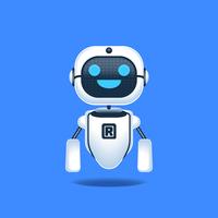 Robot Cheerful Isolated On Blue Background Concept Illustration vector