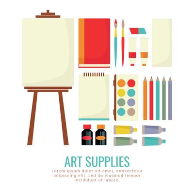 Cute Set Art Supplies Painters Artists Stock Vector (Royalty Free)  2331118441