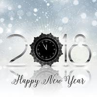 Feliz año nuevo fondo con reloj decorativo vector