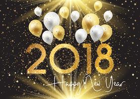 Happy New Year background with gold and silver balloons vector