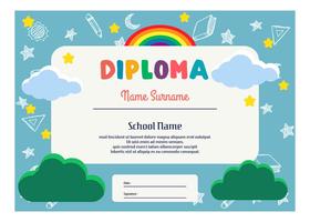 Vector de plantilla de diploma de Kindergarten