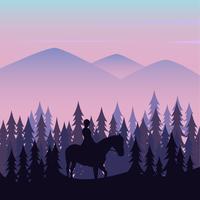 Wanderers Using Horses In The Mountains vector