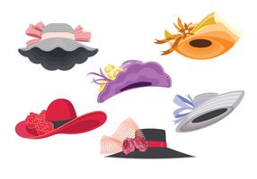 Ilustración Conjunto de sombreros de mujer Derby vector