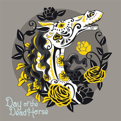 Horse with Sugar Skull Style for Day of the Dead Honoring Pets