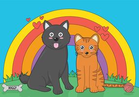 Ilustración de vector de cachorros y gatitos