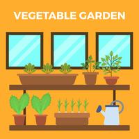 Flat Vegetable Garden Vector Illustration