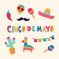 iconos súper coloridos del cinco de mayo vector