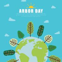 The World With Arbor Day vector