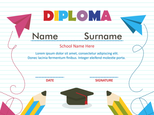 Kindergarten Diploma Vector