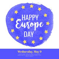 Bandera del día de Europa del vector de la acuarela