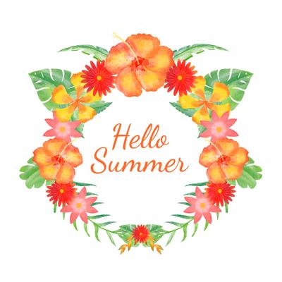 Wreath With Tropical flower And Quote