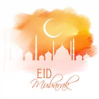 Diseño de Eid Mubarak en textura acuarela. vector