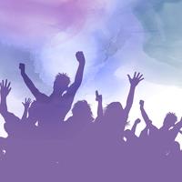 Party crowd on a watercolour background vector