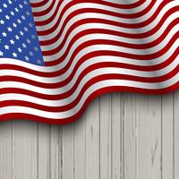 American flag on a wooden background vector