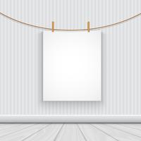 Hanging blank picture in a room vector