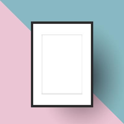 Blank picture frame on two tone background