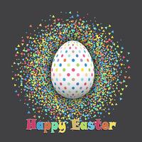 Spotted Easter egg on confetti background vector