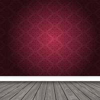 Empty room with damask wallpaper and wooden floor vector