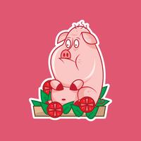 Cute Pig Roast Illustration vector
