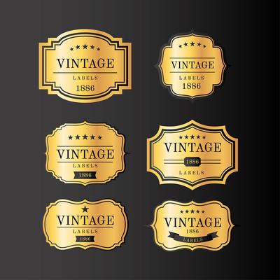 Vintage Labels Gold Vector