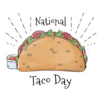 Cute Taco Food With Hot Sauce vector