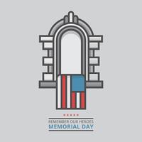 Memorial Day Decoration Illustration Template in Artline Style vector