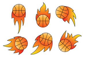 Basketball on fire vectors