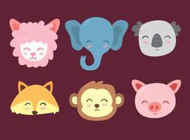 Cute Animal Face Colletion Vector