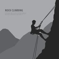Rappelling Illustration with Climbers and Mountain