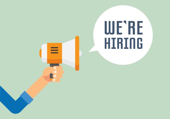 Hand Holding Megaphone With Hiring Text
