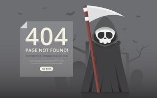 Error de 404 páginas con figura graciosa. vector