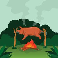 Ilustración de cerdo asado vector