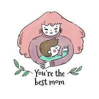 Cute Mom Hugging A Little Boy With Leaves And Quote