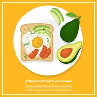 Desayuno plano con ilustración de Vector de aguacate