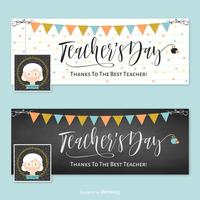 Teacher Facebook Cover Vector Template Set