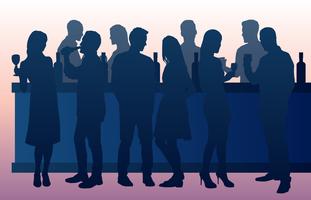 People Drinking In A Busy Bar vector