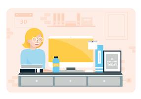 Vector Designer Work Station Illustration