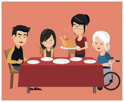 Family On Dinner Table vector