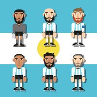 Argentina Soccer Players Flat Vector