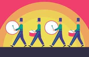 Marching Band Parade On Sunset Background Illustration vector