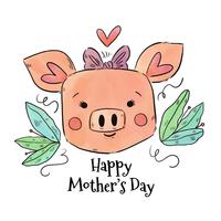 Cute Mom Pig To Mother's Day vector
