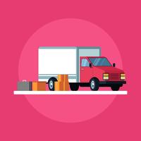 Moving Truck And Cardboard Boxes Vector
