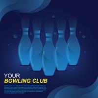 Blue Neon Bowling Banner Vector