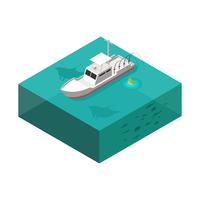 Deep Sea Fishing Boat Isometric Vector